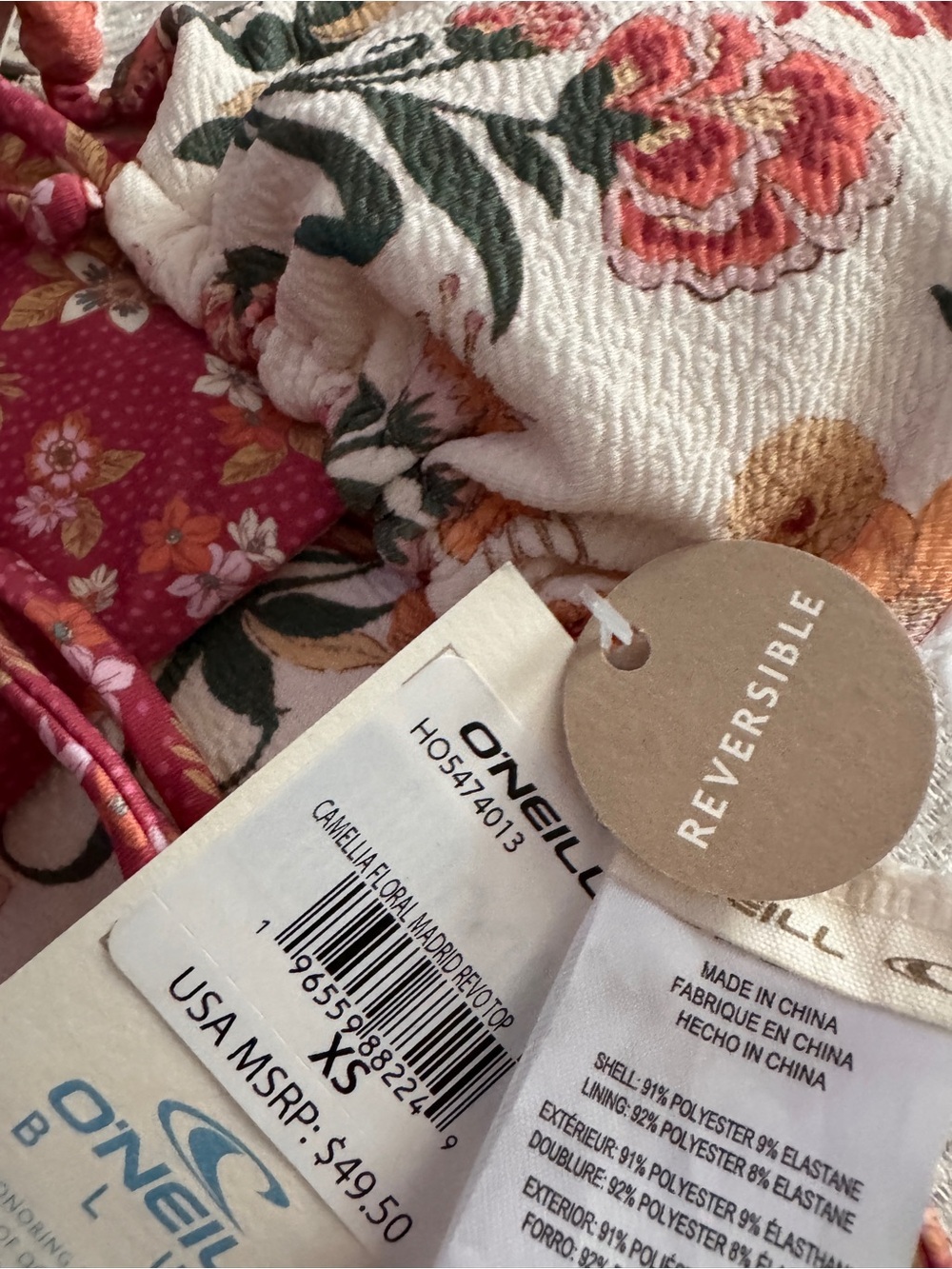 O’Neill Reversible Camellia Floral Bikini XS NWT - Picture 8 of 12